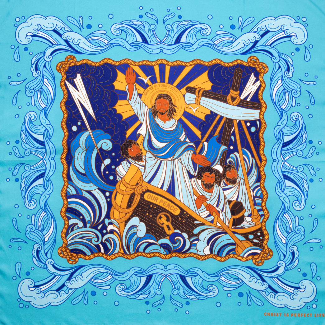 Foulard Carré Imprimé 'I Love Jesus' - 90x90 Cm, Polyester, Neuf Avec étiquette, Scarf Shack